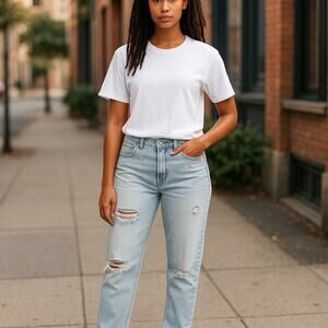 Rag & Bone Maya High Rise Jean Raven Distressed Y2K Grunge Light Wash Blue Sz 26